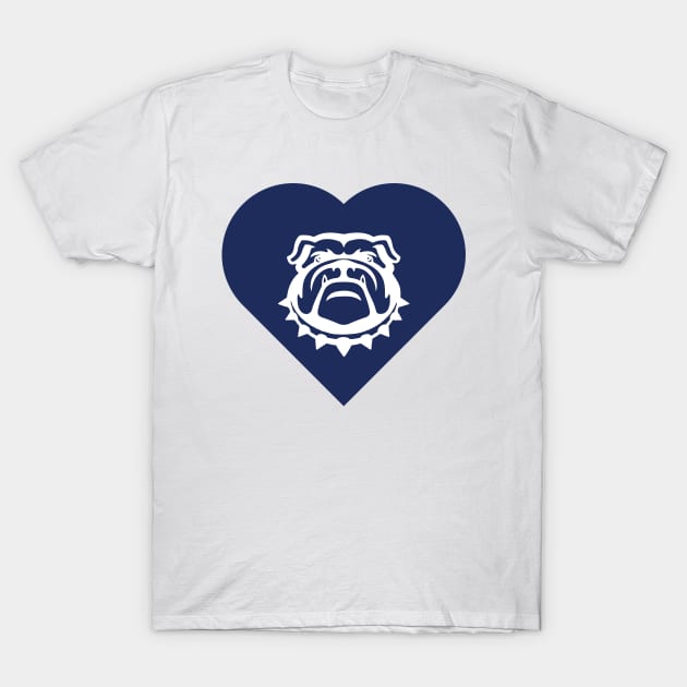 Bulldog Mascot Cares Navy T-Shirt by College Mascot Designs